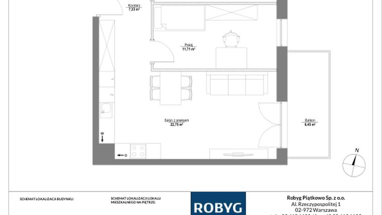 Rzut - Mieszkanie na sprzedaż 3 pokoje o powierzchni 58,16 m² - numer B.4M02 w Początek Piątkowo bud. B