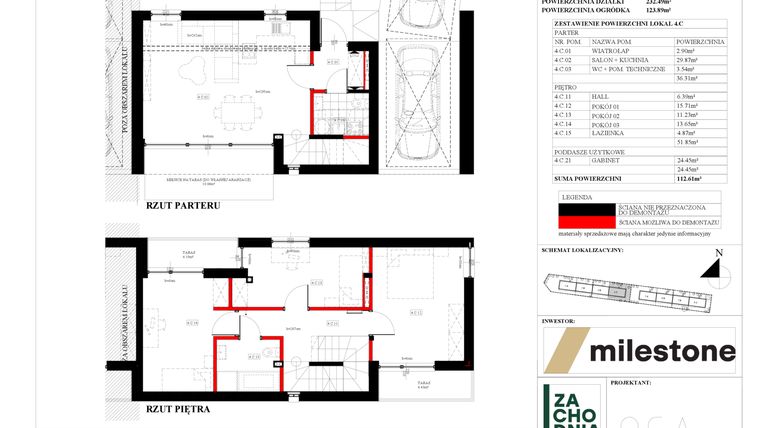 Rzut - Dom na sprzedaż 5 pokoi o powierzchni 112,61 m² - numer 4.C w Zachodnia Wesoła