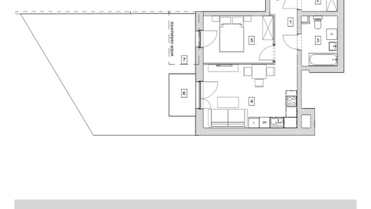 Rzut - Mieszkanie na sprzedaż 2 pokoje o powierzchni 44,21 m² - numer B5-K1-0-4 w ATAL Strachowicka II