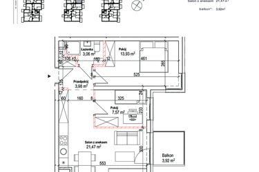 Rzut - Mieszkanie na sprzedaż 3 pokoje o powierzchni 50,85 m² - numer 31 w Łowicka 25