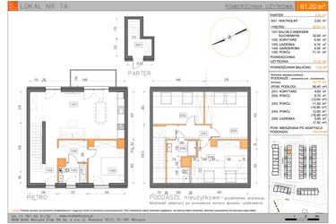 Rzut - Mieszkanie na sprzedaż 3 pokoje o powierzchni 61,2 m² - numer 7A w Małe Wilczyce etap 9