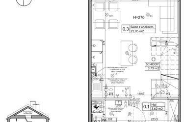 Rzut - Dom na sprzedaż 3 pokoje o powierzchni 62,18 m² - numer 14A w Osiedle Stokrotki etap 2