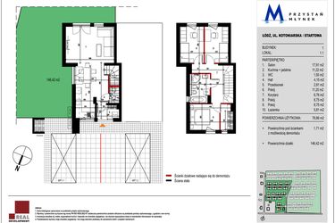 Rzut - Mieszkanie na sprzedaż 4 pokoje o powierzchni 78,86 m² - numer 1.1 w Przystań Młynek