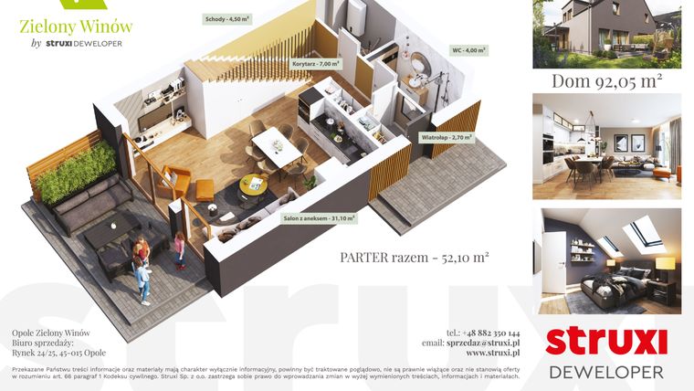 Rzut - Mieszkanie na sprzedaż 4 pokoje o powierzchni 91,5 m² - numer ApAW11P w Osiedle Zielony Winów