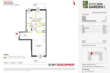 Rzut - Mieszkanie na sprzedaż 3 pokoje o powierzchni 56,92 m² - numer 37 w Nova Viva Garden 8