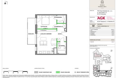 Rzut - Mieszkanie na sprzedaż 2 pokoje o powierzchni 47,3 m² - numer NN-B-LM-32 w Nowa Nakielska by PHN