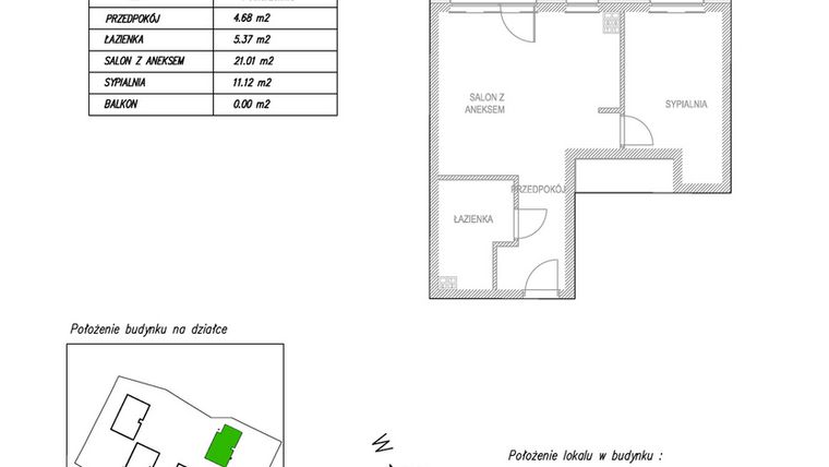 Rzut - Mieszkanie na sprzedaż 2 pokoje o powierzchni 41,9 m² - numer A11 w Osiedle Zuchów