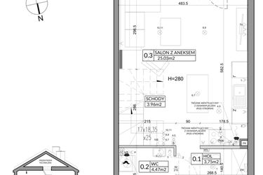 Rzut - Dom na sprzedaż 3 pokoje o powierzchni 72,9 m² - numer 9B w Nova Magdalenka 7