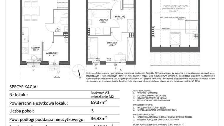 Rzut - Mieszkanie na sprzedaż 3 pokoje o powierzchni 69,37 m² - numer A8/2 w Libre Park