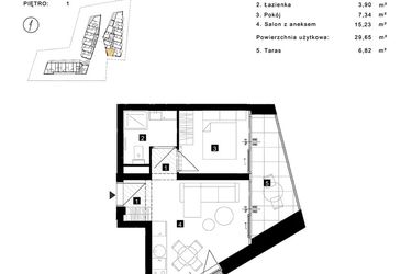 Rzut - Mieszkanie na sprzedaż 2 pokoje o powierzchni 29,65 m² - numer C.1.13 w Cisha Apartamenty Dziwnów