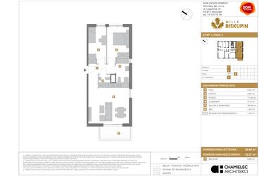 Rzut - Mieszkanie na sprzedaż 3 pokoje o powierzchni 60,89 m² - numer I.7 w Wille Biskupin II