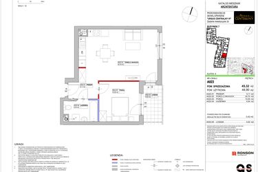Rzut - Mieszkanie na sprzedaż 2 pokoje o powierzchni 45,32 m² - numer 7.A023 w Ursus Centralny etap VI