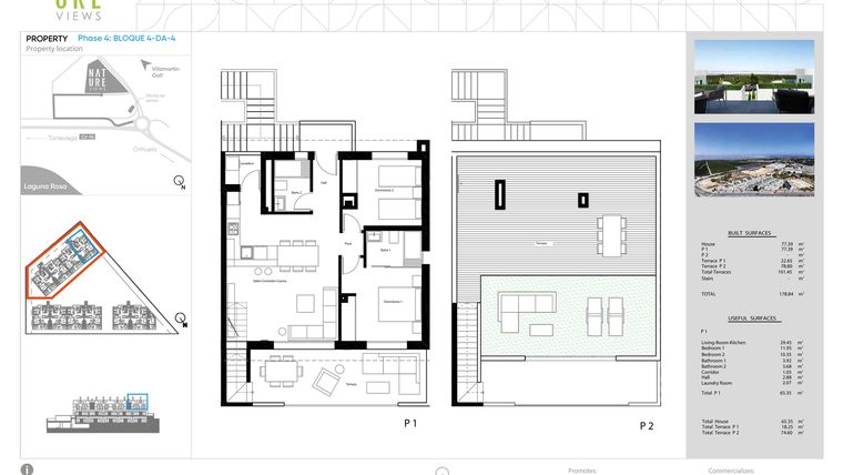 Rzut - Mieszkanie na sprzedaż 2 pokoje o powierzchni 77,39 m² - numer DA-4 w Nature Views - Torrevieja