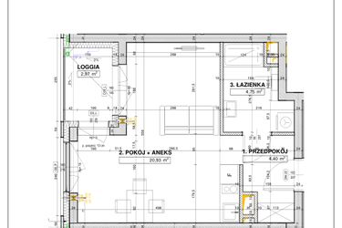 Rzut - Mieszkanie na sprzedaż 1 pokój o powierzchni 30,08 m² - numer B67 w Nowe Centrum Południowe etap IV