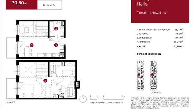 Rzut - Mieszkanie na sprzedaż 1 pokój o powierzchni 70,8 m² - numer 3.B.2.06 w Murapol Helio