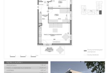 Rzut - Mieszkanie na sprzedaż 3 pokoje o powierzchni 59,56 m² - numer M-19 w Osiedle Radosne II