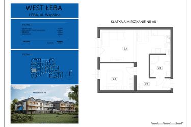 Rzut - Mieszkanie na sprzedaż 2 pokoje o powierzchni 40,98 m² - numer A8 w West Łeba