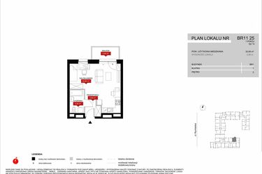 Rzut - Mieszkanie na sprzedaż 1 pokój o powierzchni 32,09 m² - numer BR11/25 w Browary Wrocławskie 2