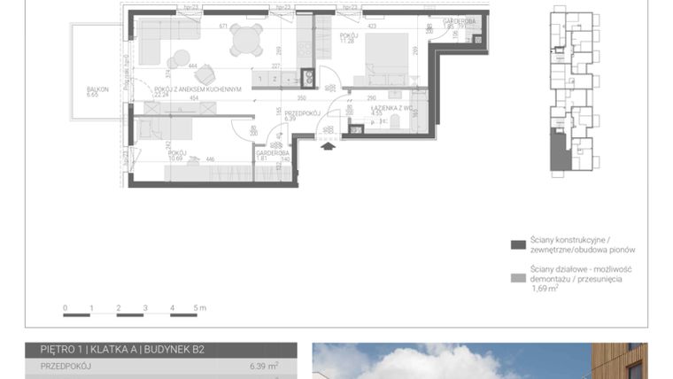 Rzut - Mieszkanie na sprzedaż 3 pokoje o powierzchni 58,81 m² - numer M-8 w Forma Augustów