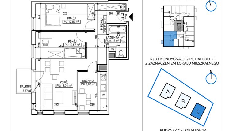 Rzut - Mieszkanie na sprzedaż 3 pokoje o powierzchni 65,81 m² - numer 5-21 w Jodłowicka 5
