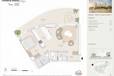 Rzut - Mieszkanie na sprzedaż 1 pokój o powierzchni 92,65 m² - numer P3P2C w Termica Beach