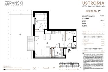 Rzut - Mieszkanie na sprzedaż 2 pokoje o powierzchni 46,77 m² - numer A007 w Ustronna