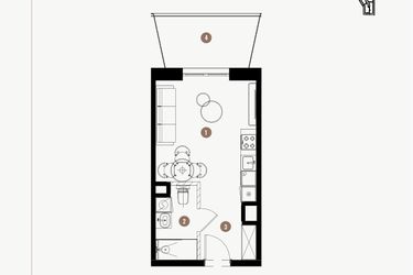 Rzut - Mieszkanie na sprzedaż 1 pokój o powierzchni 25,56 m² - numer 3.10 w WIMA APARTMENTS