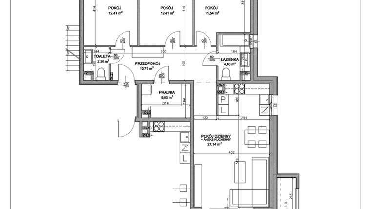 Rzut - Mieszkanie na sprzedaż 4 pokoje o powierzchni 88,91 m² - numer N.C.01.06 w Nobilis
