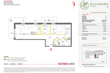 Rzut - Mieszkanie na sprzedaż 3 pokoje o powierzchni 70,67 m² - numer 85 w Olchowy Park VII