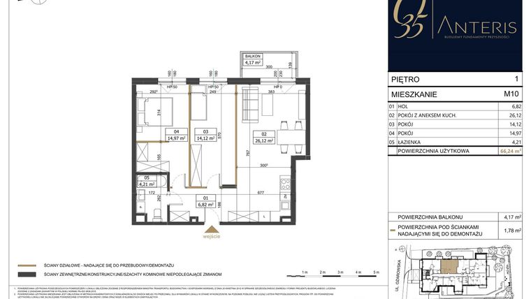 Rzut - Mieszkanie na sprzedaż 3 pokoje o powierzchni 66,24 m² - numer M.10 w Ożarowska 35