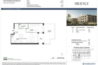 Rzut - Mieszkanie na sprzedaż 2 pokoje o powierzchni 47,25 m² - numer A-07 w Hillence