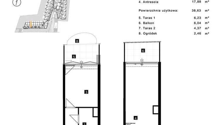 Rzut - Mieszkanie na sprzedaż 2 pokoje o powierzchni 38,63 m² - numer A.0.3 w Cisha Apartamenty Dziwnów