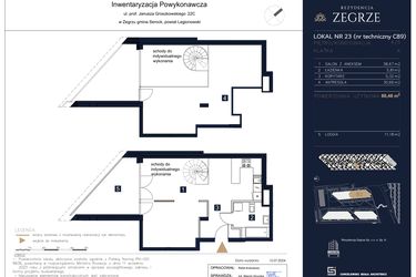 Rzut - Mieszkanie na sprzedaż 3 pokoje o powierzchni 80,46 m² - numer C89 w Rezydencja Zegrze etap II