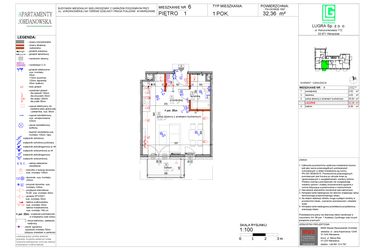 Rzut - Mieszkanie na sprzedaż 1 pokój o powierzchni 32,36 m² - numer 6 w Apartamenty Jordanowska