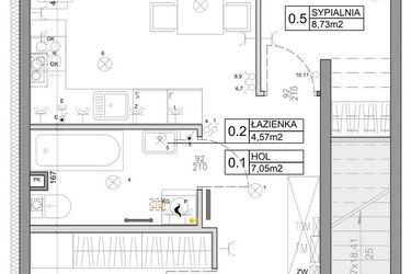 Rzut - Mieszkanie na sprzedaż 3 pokoje o powierzchni 48,03 m² - numer 13 w Manufaktura Marki 2