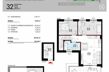 Rzut - Mieszkanie na sprzedaż 3 pokoje o powierzchni 70,06 m² - numer L3/2 w Osiedle Malarska etap VII