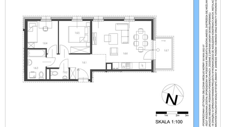 Rzut - Mieszkanie na sprzedaż 3 pokoje o powierzchni 54,01 m² - numer A.6 w Osiedle Telimeny etap III
