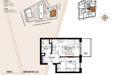 Rzut - Mieszkanie na sprzedaż 2 pokoje o powierzchni 36,02 m² - numer VC.2.01 w Vanda Park