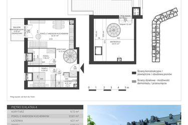 Rzut - Mieszkanie na sprzedaż 3 pokoje o powierzchni 77,41 m² - numer 118 w Ignatki Forest etap II