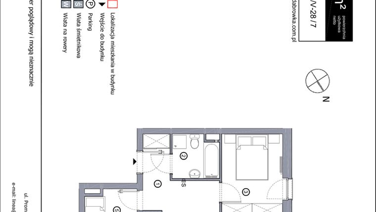 Rzut - Mieszkanie na sprzedaż 3 pokoje o powierzchni 52,2 m² - numer R_V-28_7 w os. Dąbrówka – Leśna Polana