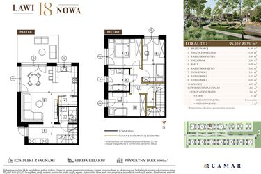 Rzut - Mieszkanie na sprzedaż 4 pokoje o powierzchni 90,35 m² - numer 12D w Lawinowa 18
