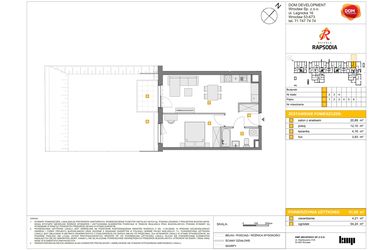 Rzut - Mieszkanie na sprzedaż 2 pokoje o powierzchni 41,08 m² - numer A.3 w Osiedle Rapsodia