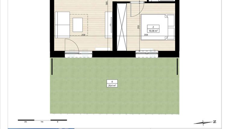 Rzut - Mieszkanie na sprzedaż 2 pokoje o powierzchni 40,42 m² - numer B4/0/8 w Montano bud. B4 - apartamenty inwestycyjne