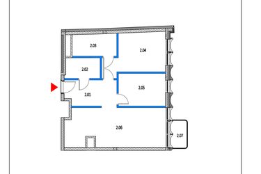 Rzut - Mieszkanie na sprzedaż 3 pokoje o powierzchni 67,89 m² - numer 15 w Garbary 68