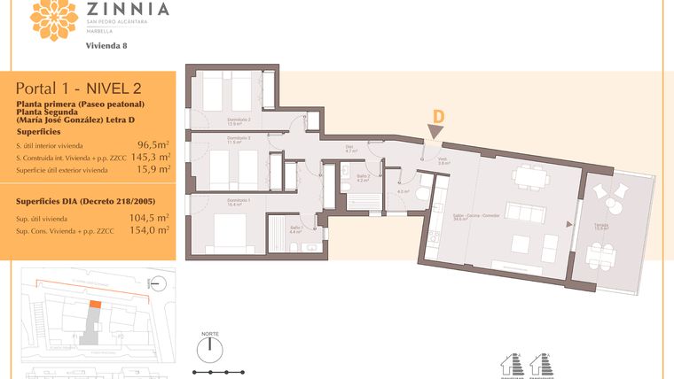 Rzut - Mieszkanie na sprzedaż 3 pokoje o powierzchni 112 m² - numer 11D w Zinnia