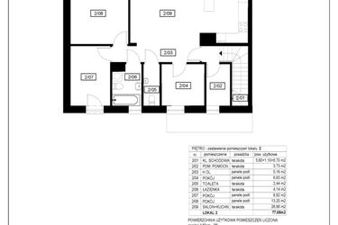 Rzut - Mieszkanie na sprzedaż 4 pokoje o powierzchni 77,68 m² - numer 4.1 w Osiedle Hallera