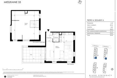 Rzut - Mieszkanie na sprzedaż 4 pokoje o powierzchni 94,54 m² - numer A33 w Apartamenty Składowa