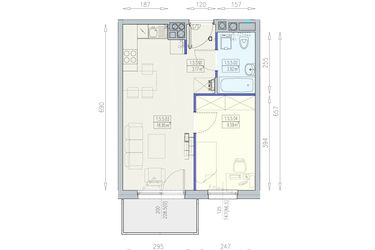 Rzut - Mieszkanie na sprzedaż 2 pokoje o powierzchni 35,63 m² - numer K1 1/5/5/2a w Południk 17 - budynek K1