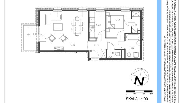 Rzut - Mieszkanie na sprzedaż 2 pokoje o powierzchni 53,66 m² - numer A.12 w Osiedle Telimeny etap III