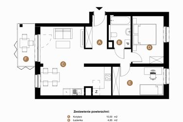 Rzut - Mieszkanie na sprzedaż 3 pokoje o powierzchni 63,68 m² - numer B-2-11 w Taczaka 5